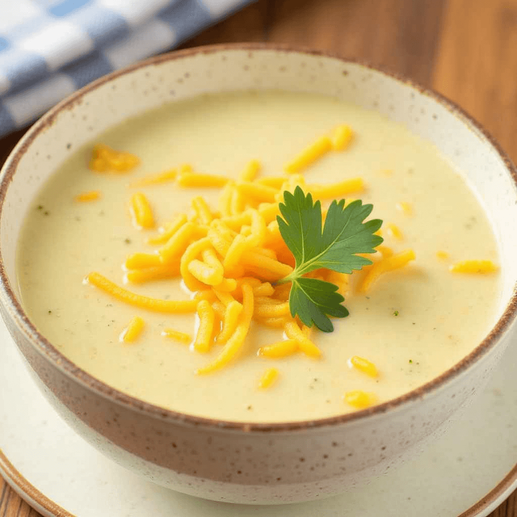 Gluten-free soulful chicken soup topped with shredded cheddar cheese and parsley.