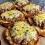Texas Toast Sloppy Joe topped with melted cheddar and parsley
